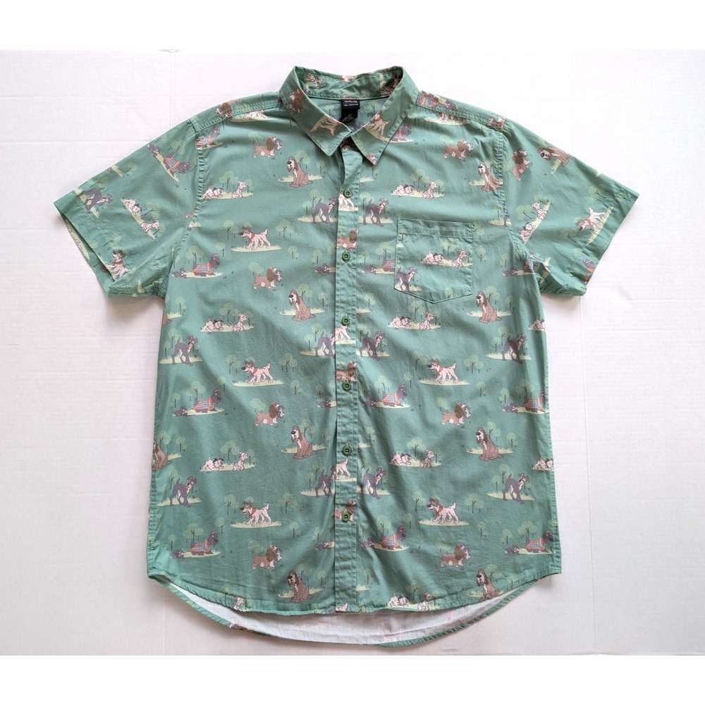 Disney Dogs Button Down Mens XL Box Lunch Our Universe Dalmatian Lady Tramp